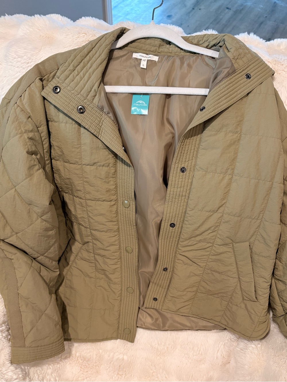 Maurices Light Olive Quilted Women's Jacket - Casual Cozy Layer